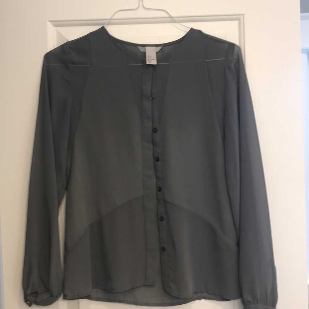 H&M grey sheer blouse